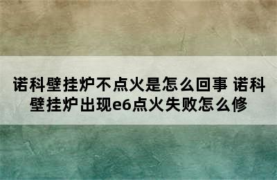 诺科壁挂炉不点火是怎么回事 诺科壁挂炉出现e6点火失败怎么修